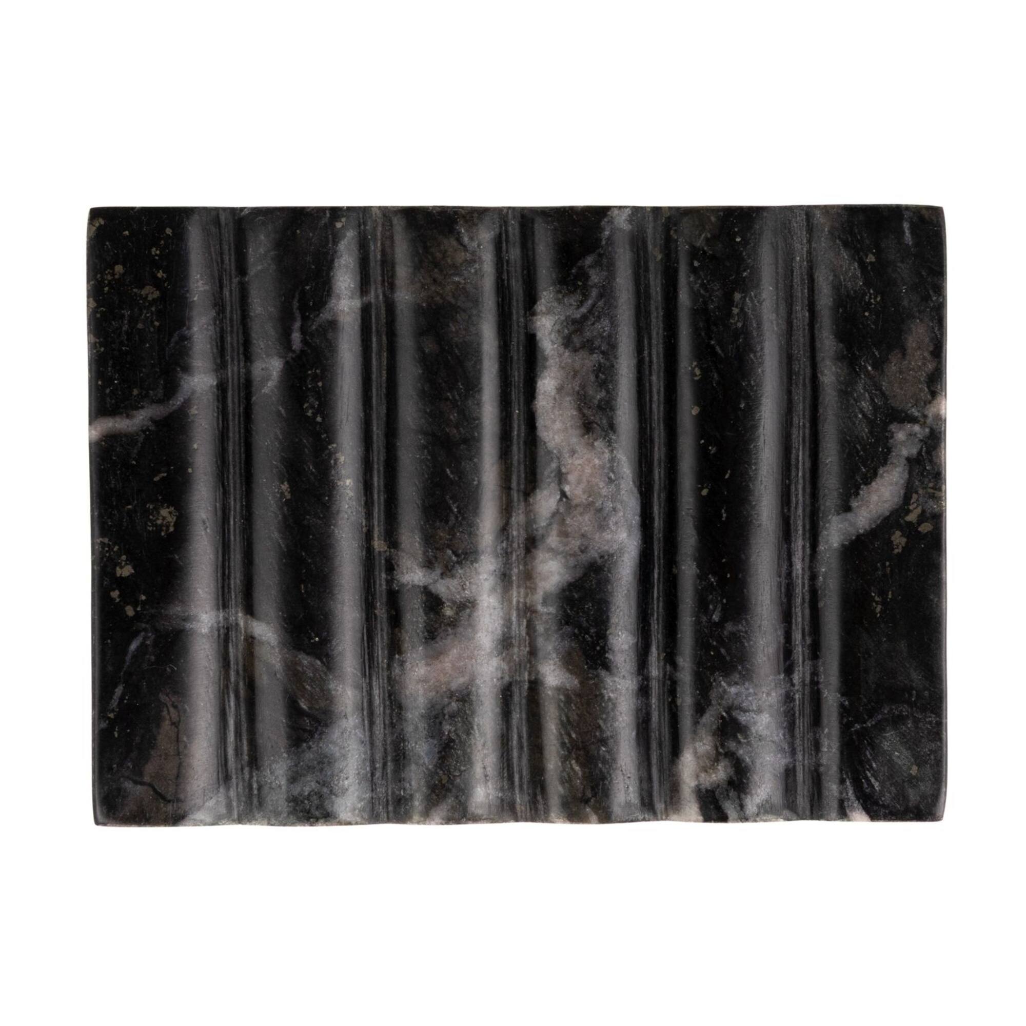 Hello Honey® 5.25" Black & Beige Mélange Marble Soap Dish
